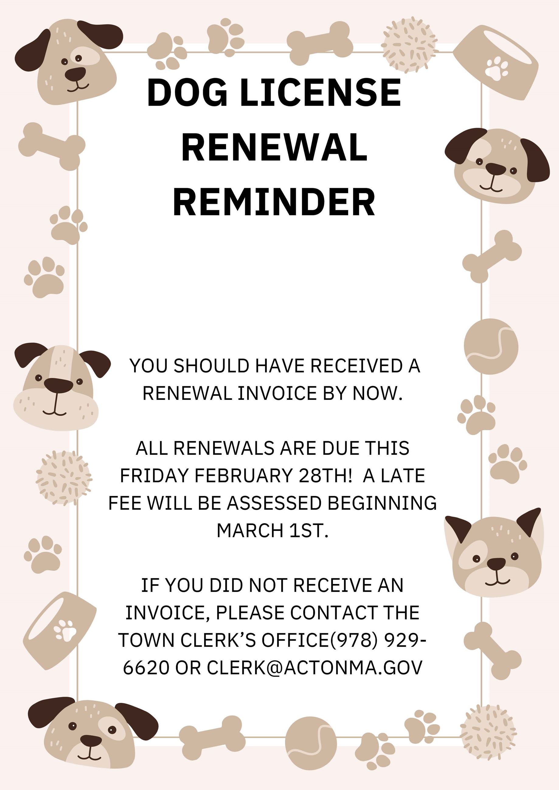 Dog license renewal reminder