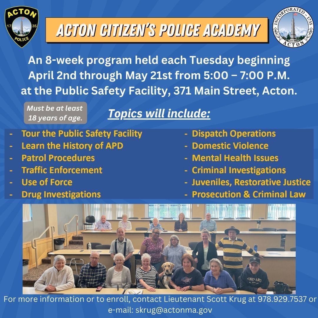Acton Citizen Police Academy 2024 flyer